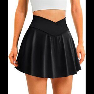 Women's Tennis Skirt with Pockets Shorts Crossover High‎ Waisted